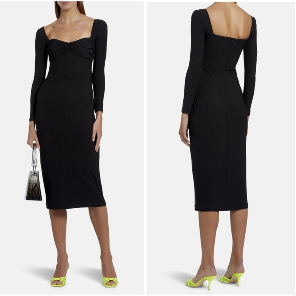 Solace London Lennox Sweetheart Neck Black Corset Midi Dress Size 6 /medium NWT